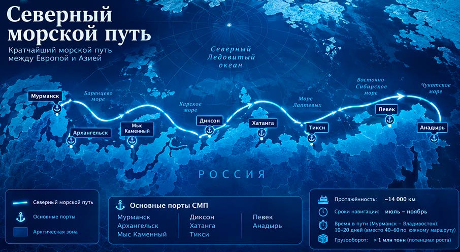 Карта Северного мосркого пути
